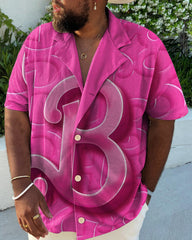 Men's Plus Size Casual Pink Artistic B Letter Shirt