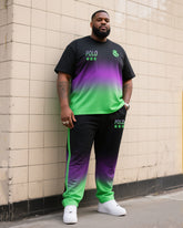 Big Boy Casual Sports Football Fans Gradient Design Clothes Round Neck Short Sleeve T-Shirt Trousers Suit