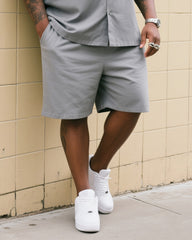 Big Men's Black Gradient Gray Short Sleeve Shirt Shorts Suit