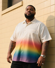 Big Men's Rainbow Gradient Short Sleeve Shirt Shorts Suit