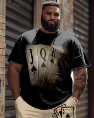 Men's Big & Tall Casual Poker Card Printed T-Shirt Shorts Set