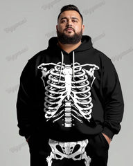 Simple Skull Skeleton Print Men's Big & Tall Hoodie Set