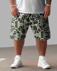 Men's Plus Size Camouflage Alphabet Print T-Shirt Shorts Suit