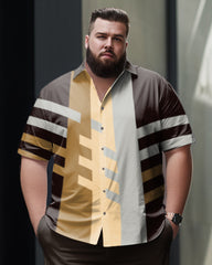 Men's Big & Tall Casual Colorblock 2 Piece Short Sleeve Walking Set