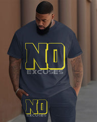 Men's Plus Size No Excuses Print T-Shirt Trousers Suit