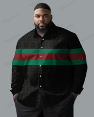 High-end Jacquard Color Block Long Sleeve Shirt Men's Big & Tall