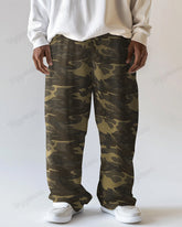 Army Green Camouflage Big Men's Loose Straight Pants