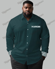 Featured Patchwork Long Sleeve Lapel Shirt Big & Tall Men's