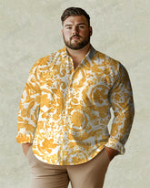 Elegant Business Casual Long Sleeve Lapel Shirt Men's Plus Size