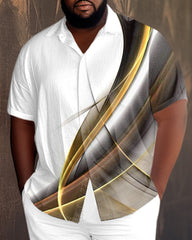 Men's Plus Size Brown Gradient Short Sleeve 2 Piece Walking Suit