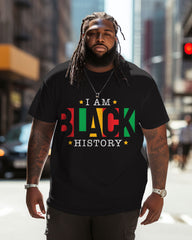 Men's Large Size I Am Black History Round Neck Short Sleeve T-Shirt