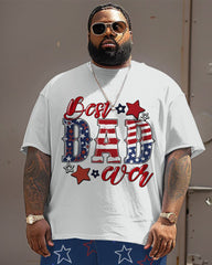 Men's Plus Size Independence Day Best Dad Print Ever Large Men's Suit