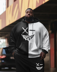 Men's Plus Size Devil Face Color Matching Hoodie Set of Two
