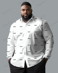 Brand Letter Print Cotton Long Sleeve Shirt Men's Plus Size