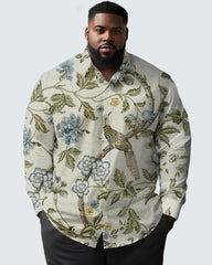 Mystery Garden Big & Tall Guys Long Sleeve Lapel Shirt