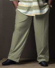 Men's Big and Tall Green Color Matching Long Sleeve Walking Suit