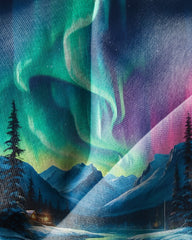 Men's Plus Size Aurora Borealis Long Sleeve Polo Shirt and Pants Set