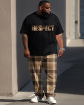 Street Classic Check RESPECT Letter Print Large Men's Set
