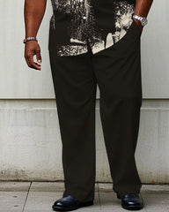 Men's Plus Size Business Khaki Short Sleeve Shirt Trousers Suit