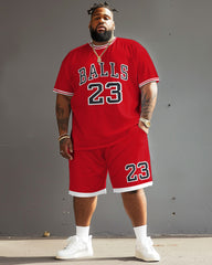 Men's Big & Tall Basketball Print No. 23 T-Shirt Shorts Set