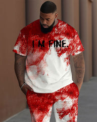 Men's Big & Tall I'm Fine Bloody Print T-Shirt Trousers Set