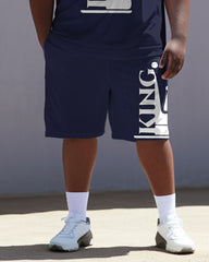 Men's Plus Size Simple King Letter Vest Sport Two-piece Set
