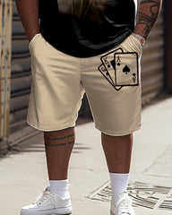 Men's Big & Tall Casual Poker Card Printed T-Shirt Shorts Set
