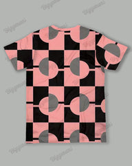 Men's Plus Size Pink Round Geometric Print T-Shirt Trousers Suit