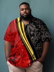 Men's Big & Tall Casual Pattern Color Block Short Sleeve Shirt
