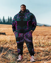 Men's Plus Size Cyber Pullover Hoodie Set