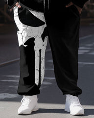 Men's Casual Fashion Skull Viking Print Plus Size Hoodie Suit