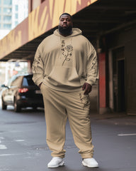 Men's Plus Size Simple Rose Japanese Print Hoodie Set of Two