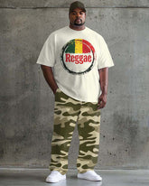 Men's Big & Tall Street Fashion Colorful Graffiti Alphabet Print T-Shirt Trousers Set