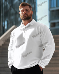 Big Guys Solid Color Long Sleeve Polo Shirt