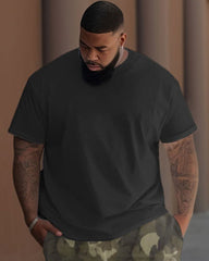 Simple Solid Color T-Shirt Camouflage Pants Large Men's Set