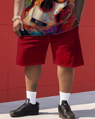 Oil Painting Guitar Print Men's Large Size Suit