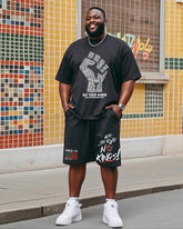 Men's Plus Size June Festival Creative Black's Life Is Also Named Word Freedom Day Fist Printed T-shirt Shorts Suit