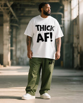 Big & Tall Men's THICK AF! Letter Print T-Shirt Trousers Suit
