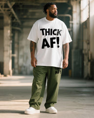 Big & Tall Men's THICK AF! Letter Print T-Shirt Trousers Suit