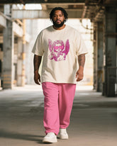 Big & Tall Men's Graffiti Pink Love Angel Bie Printed T-Shirt Pants Suit
