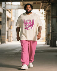 Big & Tall Men's Graffiti Pink Love Angel Bie Printed T-Shirt Pants Suit