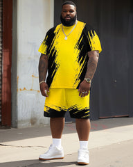 Street Hip Hop Colorblock Irregular Geometric Print Large Men's Suit