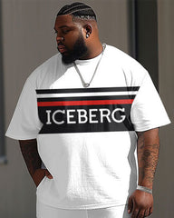 Street Simple Colorblock Letter Print Big Guy's Set