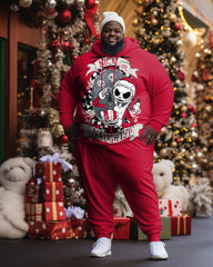 Men's Large Size Tree Red Skull Monster Santa Hoodie Set of Two