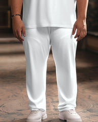 Men's Big & Tall Pure White Polo Shirt Trousers Set
