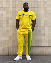 Big Boy Casual Sports Football Style Fans Creative Stripe Crewneck Short Sleeve T-Shirt Trousers Suit