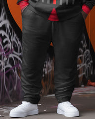 Men's Personalized Cosplay Plus Size Colorblock Hoodie Two-Piece Set