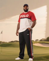 Big Boy Daily Casual Contrast Color English POLO Round Neck Short Sleeve T-Shirt Trousers