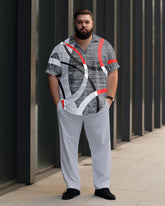 Plus Size Men's Aurora Abstract Circle Print Walking Set