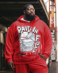 Men's Big & Tall Casual Hip Hop Paid In Full Hoodie Two-Piece Set
